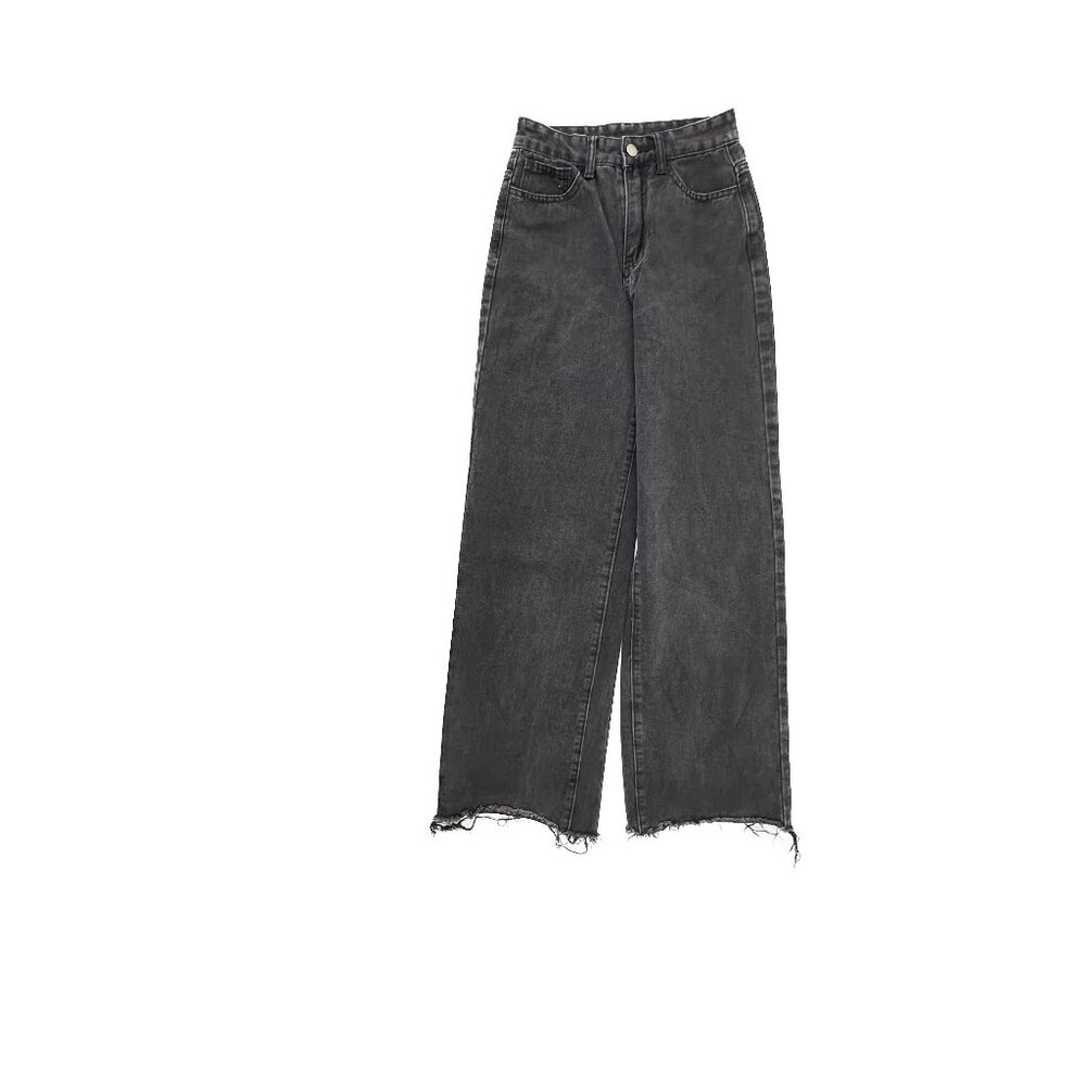 Shein Baggy Raw Hem Women's size XS Black Denim Jeans